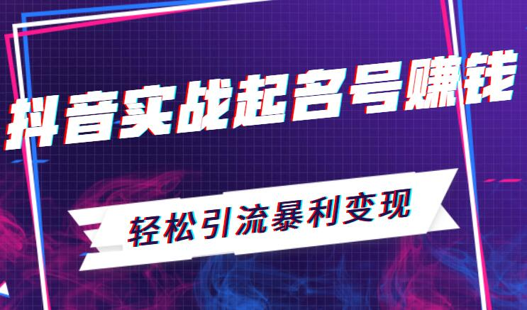 抖音实战起名号赚钱：轻松引流暴利变现